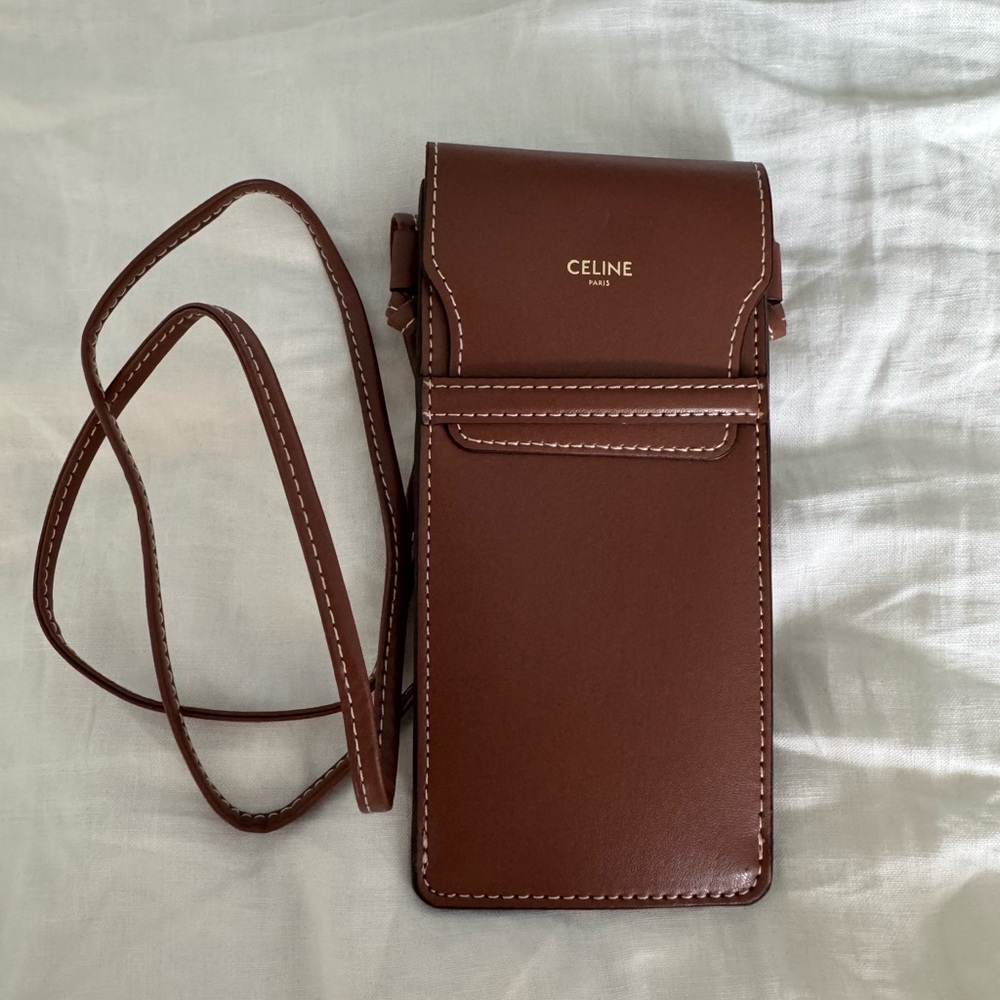 Celine Brown Leather Crossbody/ Sunglass Case